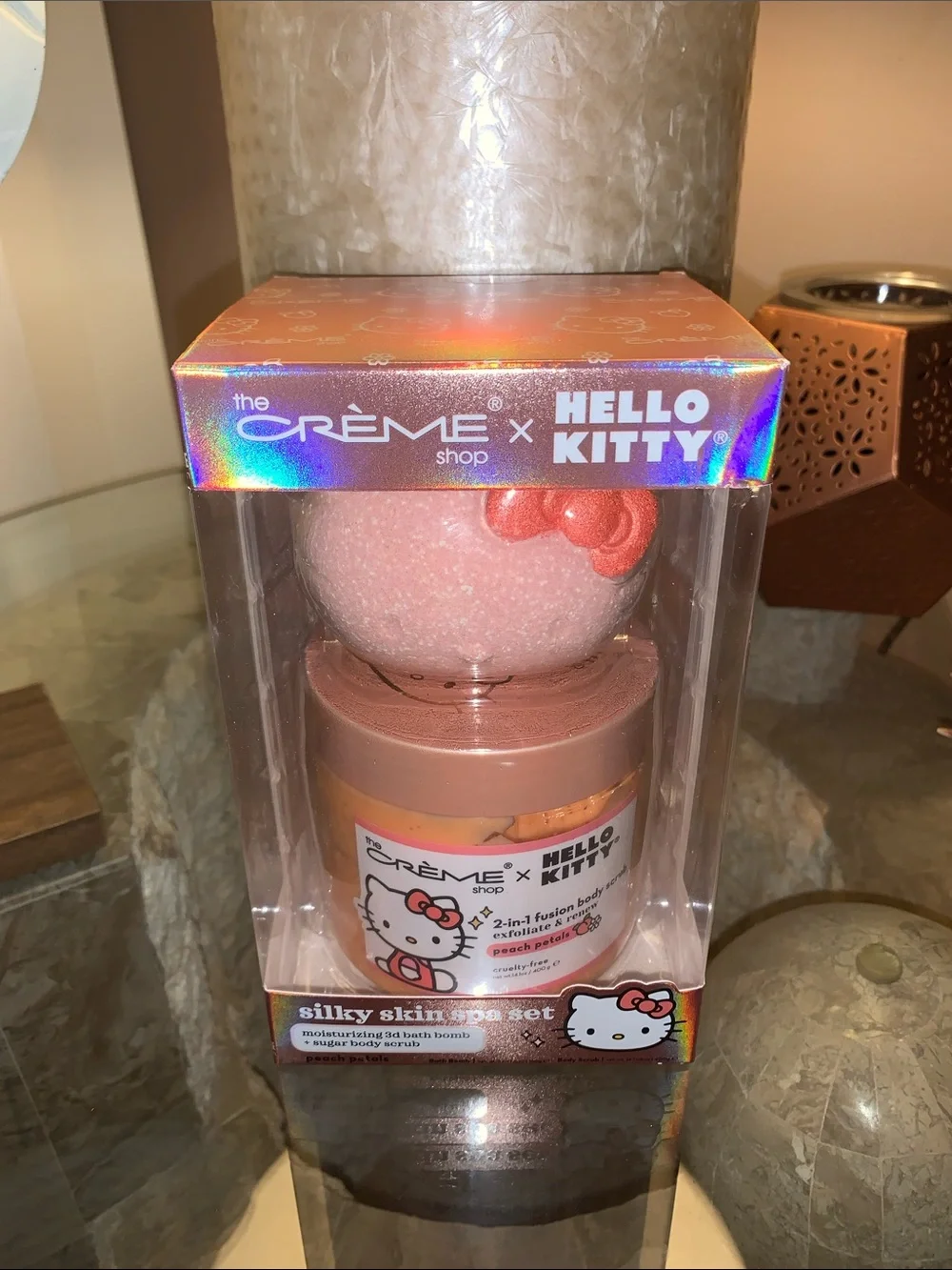 The Crème Shop x Hello Kitty Silky Skin Spa Set in Peach Petals